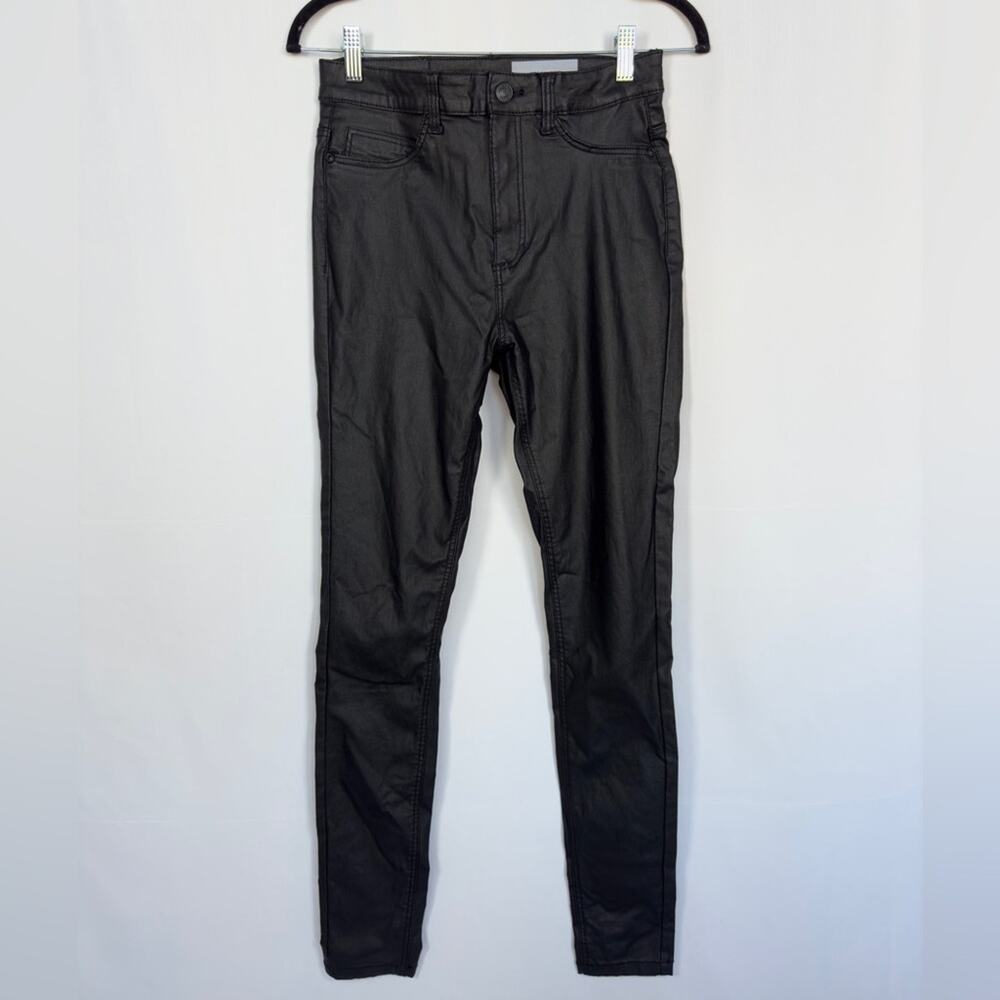 Noisy May Black Faux Leather High Waist Skinny Coated Pants Size Medium